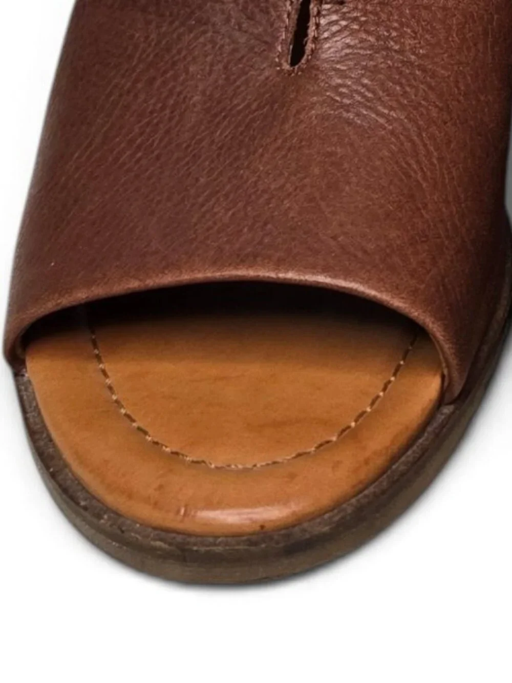 Lucky Brand Rhazy Leather Slingback Heels Pebble Brown Cut Out Front Slit 8.5
